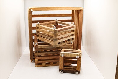 Slatted Square Wood Vanda Baskets