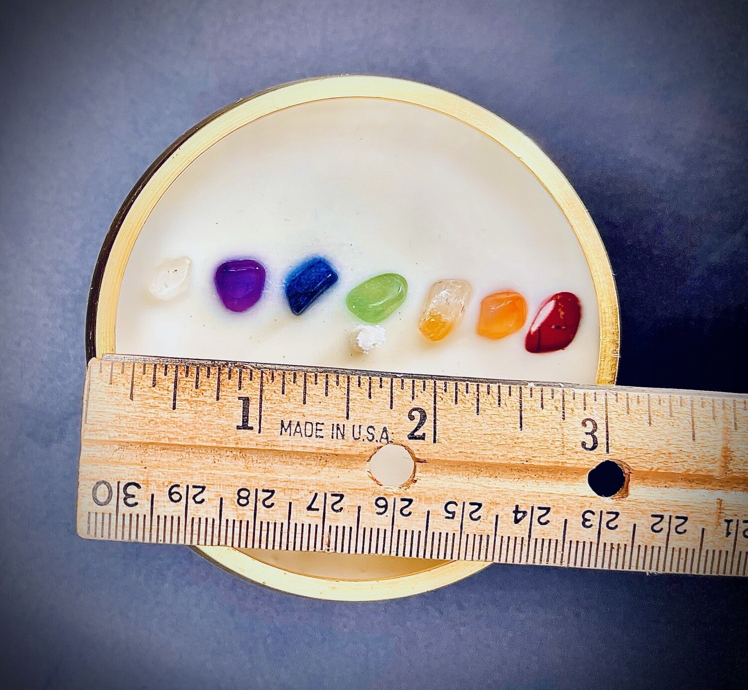 Chakra Candle Singing Bowl w/ Stone Crystals