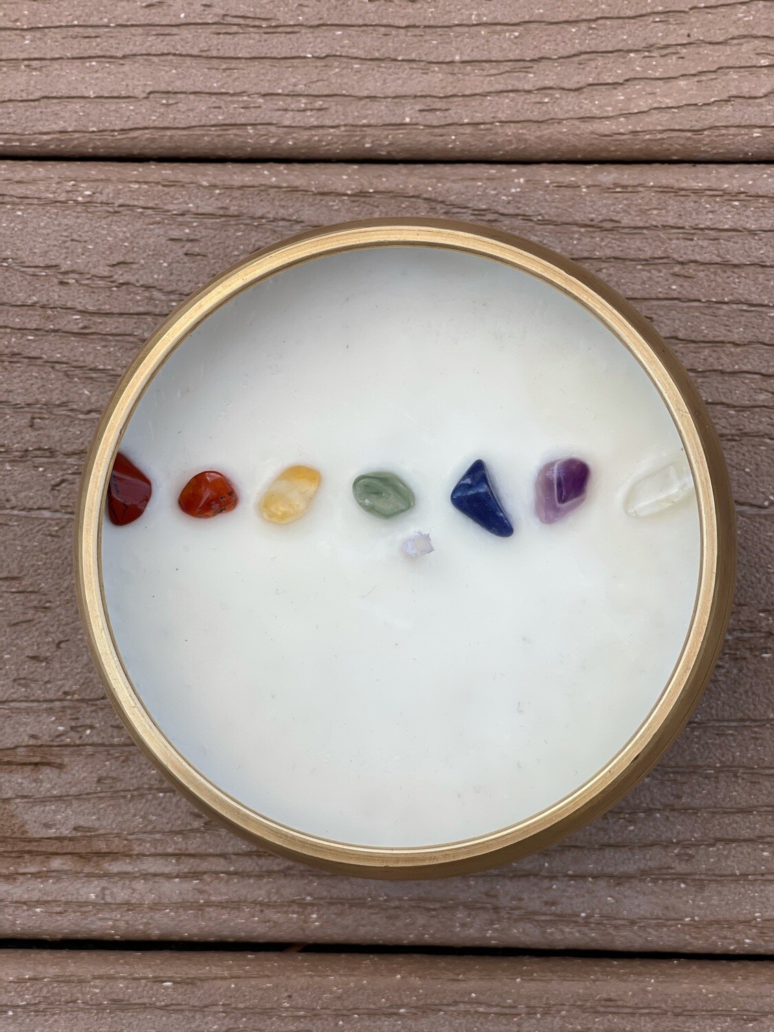Chakra Candle Singing Bowl w/ Stone Crystals
