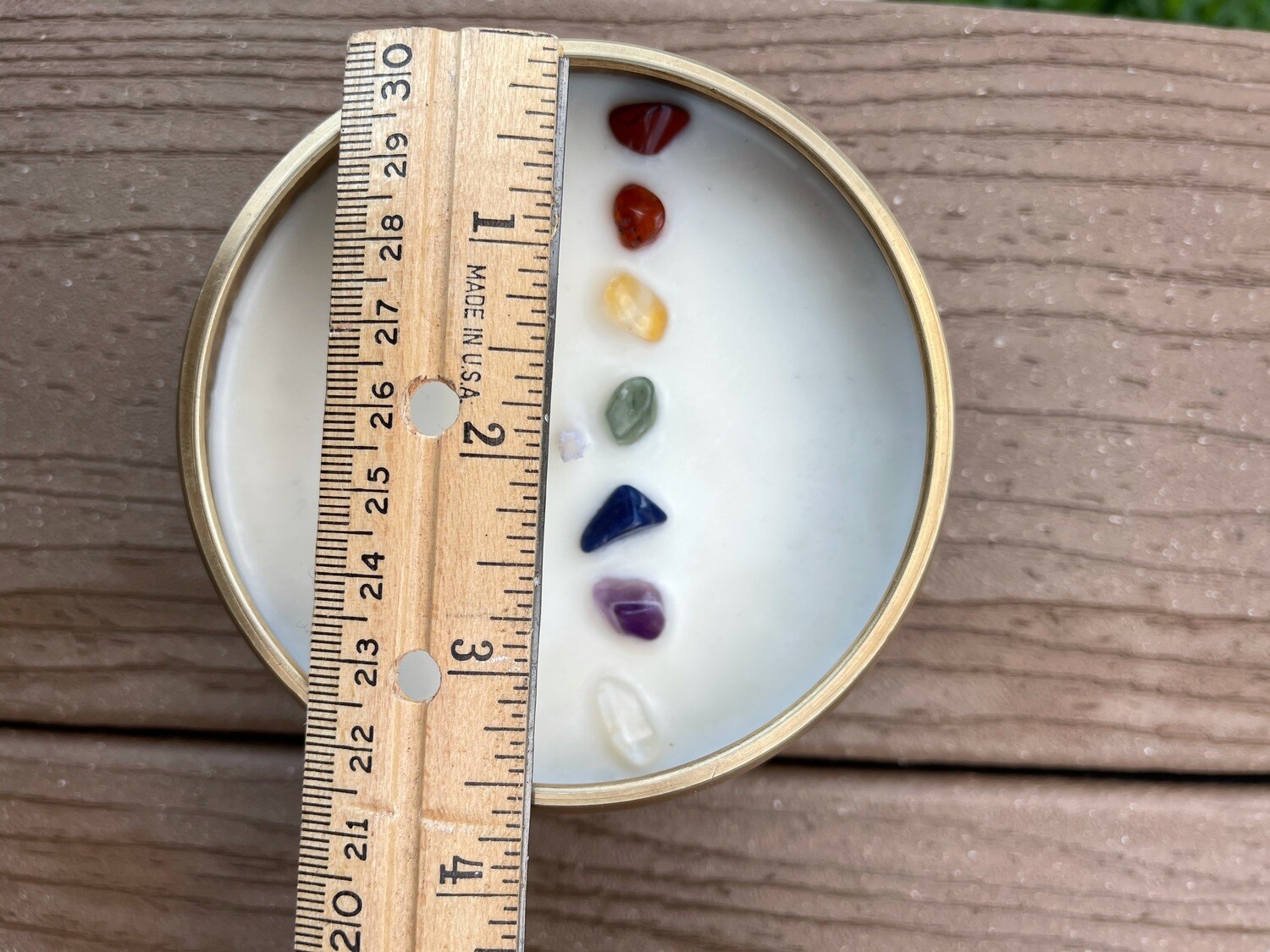 Chakra Candle Singing Bowl w/ Stone Crystals
