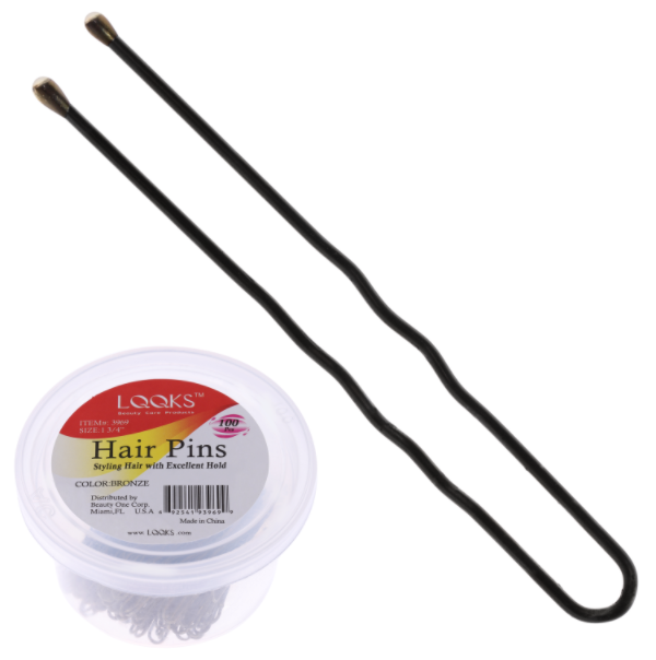 LQQKS 1 3/4" 100PC/JAR HAIR PIN BRONZE #3969