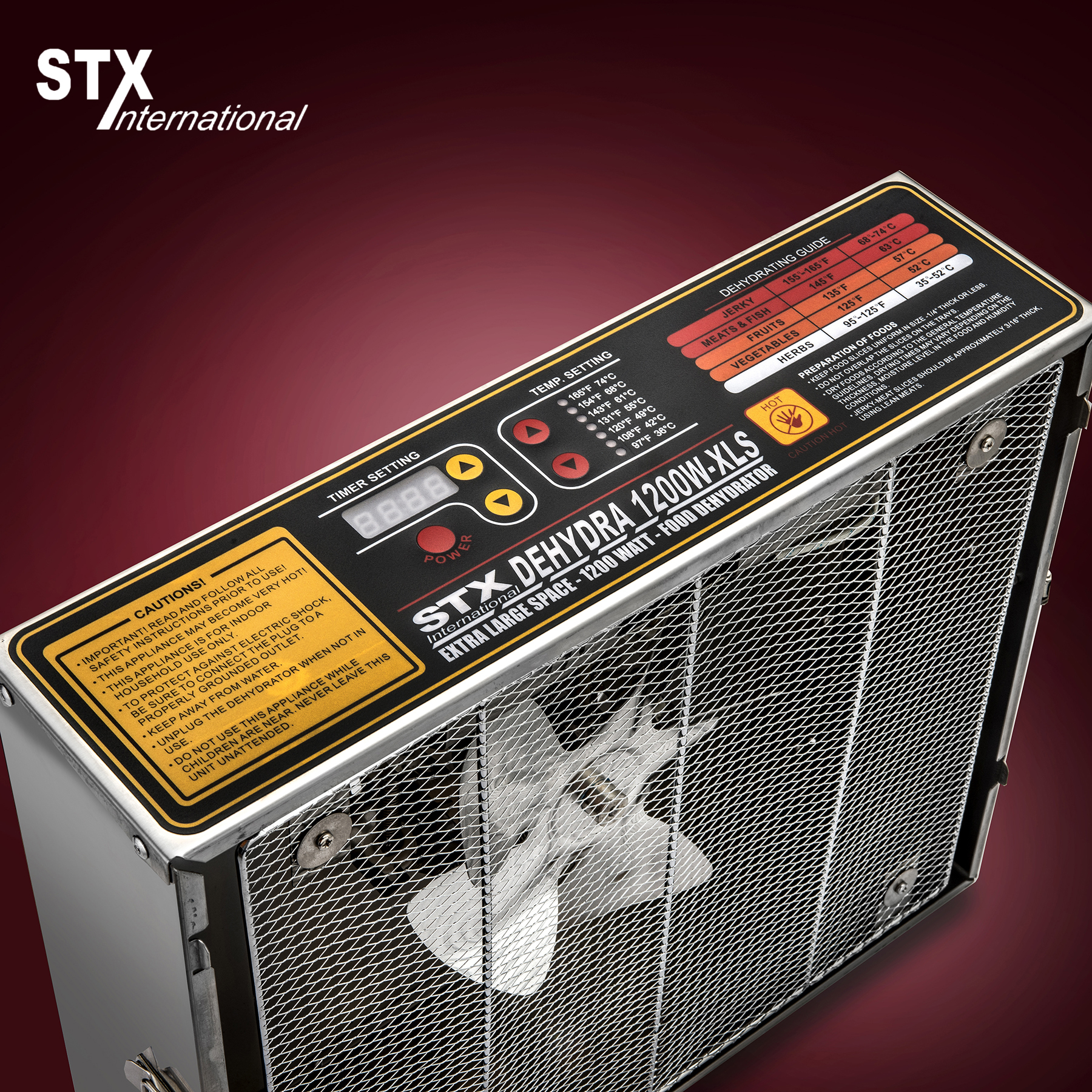 STX Dehydra 1200W-XLS 10 Tray Stainless Steel Food Dehydrator - 165°F Jerky Safe