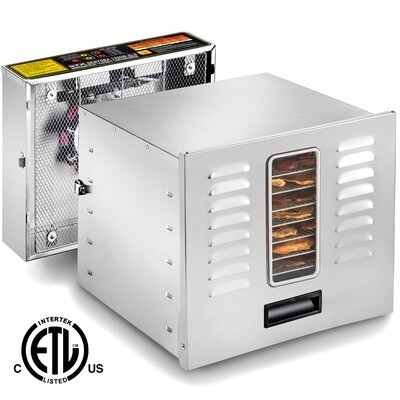 STX Dehydra 1200W-XLS 10 Tray Stainless Steel Food Dehydrator - 165°F Jerky Safe STX-DEH-1200W-XLS