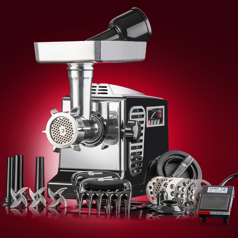 STX Turboforce II 4000 Series Electric Meat Grinder with Foot Pedal - Size #12 - BLACK