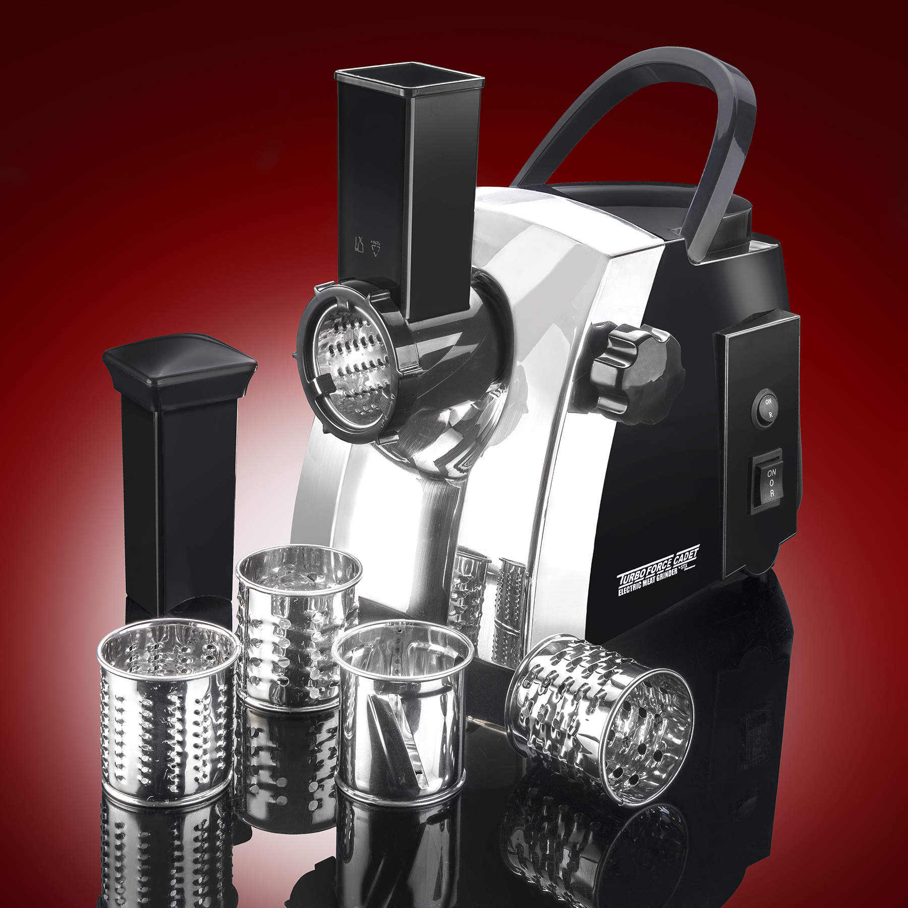 STX Turboforce Cadet Electric Meat Grinder Sausage Stuffer & Slicer/Shredder Kit with Foot Pedal STX Turboforce Cadet Electric Meat Grinder Sausage Stuffer & Slicer/Shredder Kit with Foot Pedal