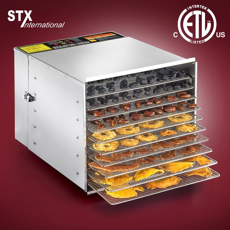 STX Dehydra 1200W-XLS 10 Tray Stainless Steel Food Dehydrator - 165°F Jerky Safe