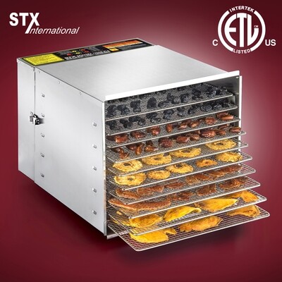 STX Dehydra 1200W-XLS 10 Tray Stainless Steel Food Dehydrator - 165°F Jerky Safe STX-DEH-1200W-XLS