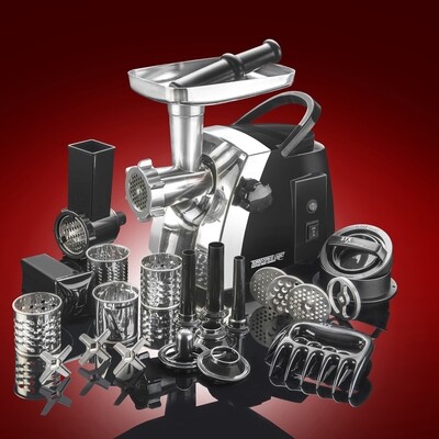 STX Turboforce Cadet Electric Meat Grinder Sausage Stuffer & Slicer/Shredder Kit STX-1200-TFC-PL