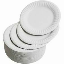 White Disposable Paper Plates 7"(18cm ) & 6" (15cm), quantity: 300, Size: 7"