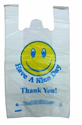 Smiley Plastic Carrier Bags -Thank You Printed