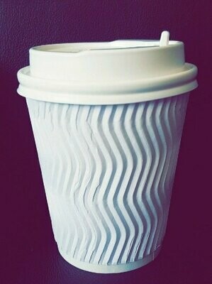 White Disposable Paper Coffee Tea Cups & Sip Lids 8oz Single Wall Catering