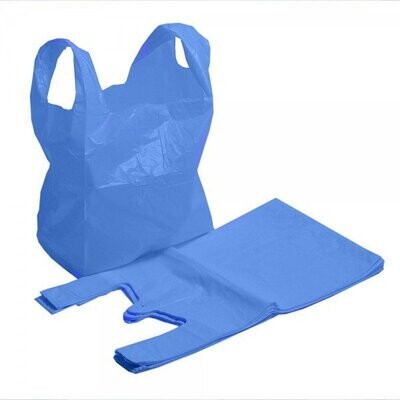 200 x STRIPE RED OR BLUE PLASTIC POLYTHENE VEST STYLE CARRIER BAGS 11 x 17 x 21" 