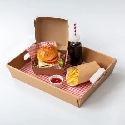 Gift Hamper Tray 16" x 10.5" x 4"(40cm x 26cm x 10cm) Cardboard Empty Patch Handle Serving Tray Display Drinks cans