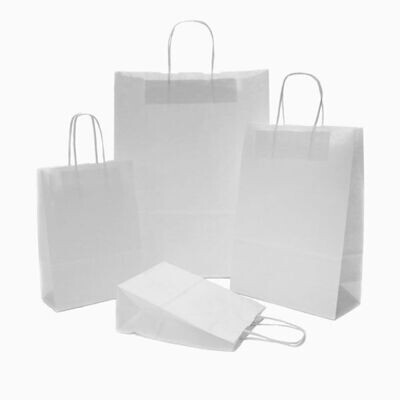White Twisted Handle Paper Carrier Bags- All Sizes