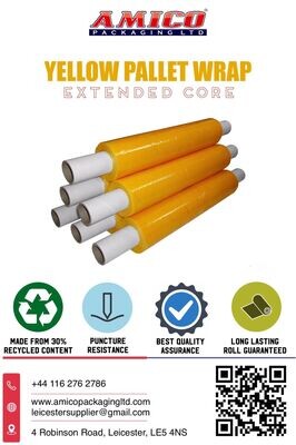 Yellow Extended Core Pallet wrap