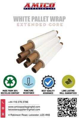 White Extended Core Pallet Wrap