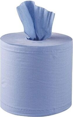6 Pack 2 Ply Blue Embossed Centre Feed Paper Wipe Rolls New Lot