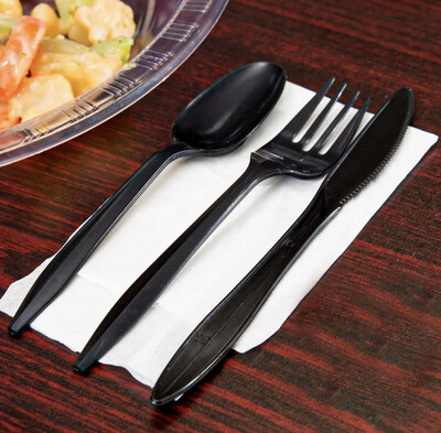 Black Plastic Cutlery set