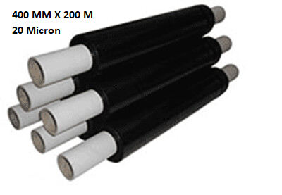 Black Pallet Wrap extended core 400mm x 200mm 20mu 1 kg