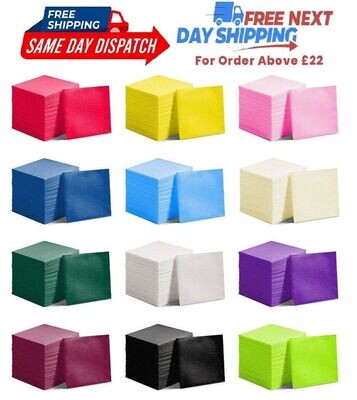 Paper Napkins Disposable Serviettes Tissue For Birthday - 33cm /2ply & Colours
