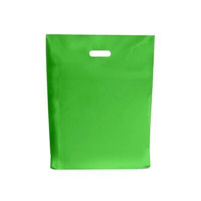 Plastic Patch Handle Carrier Bags 15" x 18" x 3" All Colours Fashion Carrier Bags, Colour: Apple Green, Quantity: 200