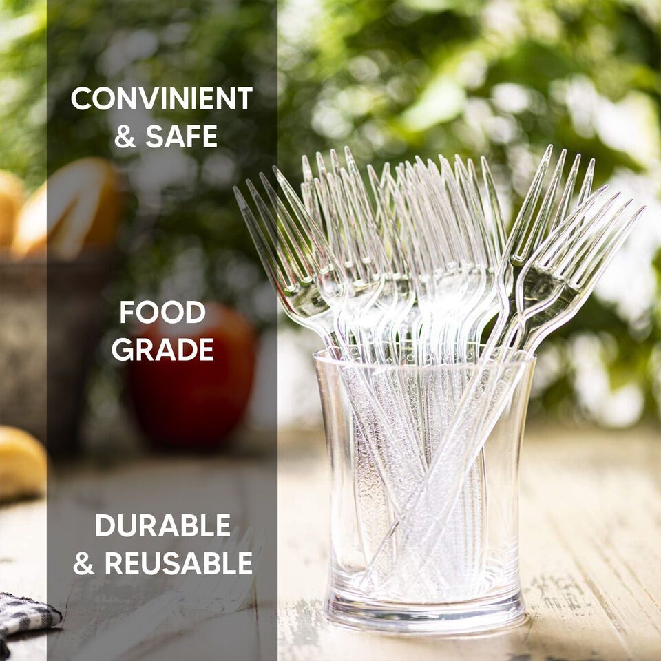Reusable Clear Plastic Cutlery Set Spoons , Knives ,forks(200 each in a set), Quantity: 1 (600 pcs(200pcs each)