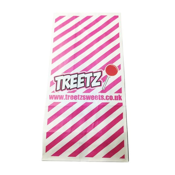 Candy Paper Bags 5" x 8.5" x 10" Pink Striped Sweet Bags for Chocolates Candies