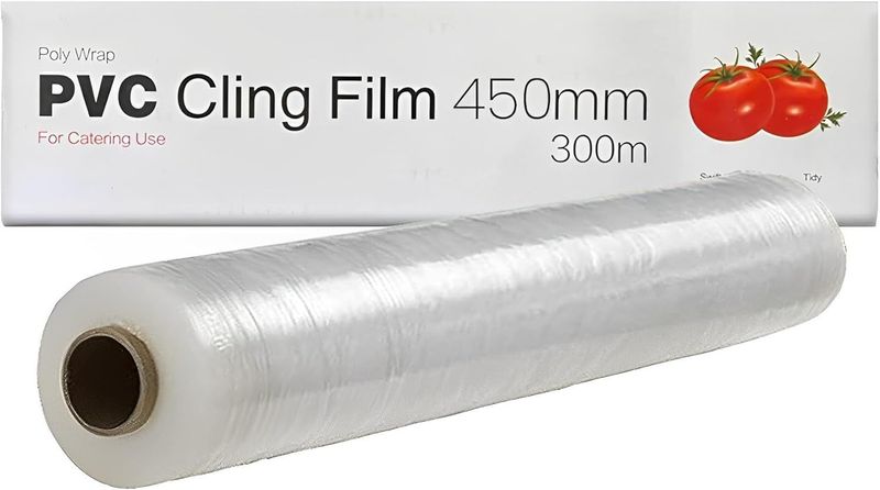 Catering Cling Film 450mm x 300m 18" Clear Food Wrapping Roll for Protect Food Against Dust Moisture