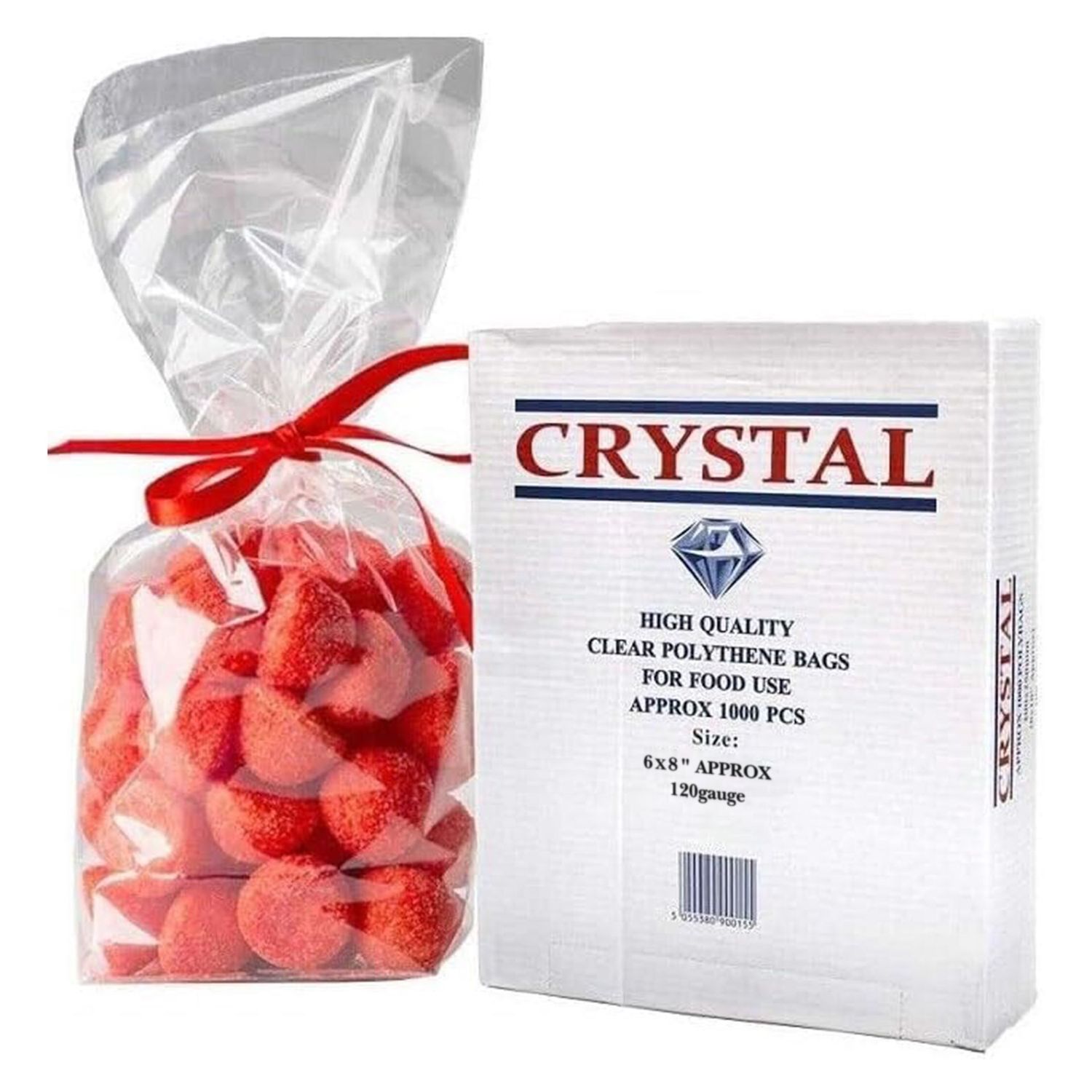 Crystal Clear Polythene Food Storage Bags for Takeaway Foods, POLYTHENE: CRYSTAL, SIZES: 6" x 8", QTY: 1000 Pcs, GAUGE: 120 Gauge