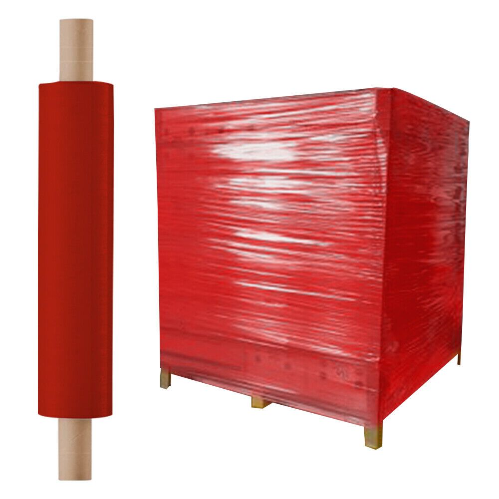 Pallet Wrap Roll Colored Stretch Film Shrink Wrapping Cling Film - 400mm x 200m, 20mu, COLORS: RED, QTY: 1 Roll