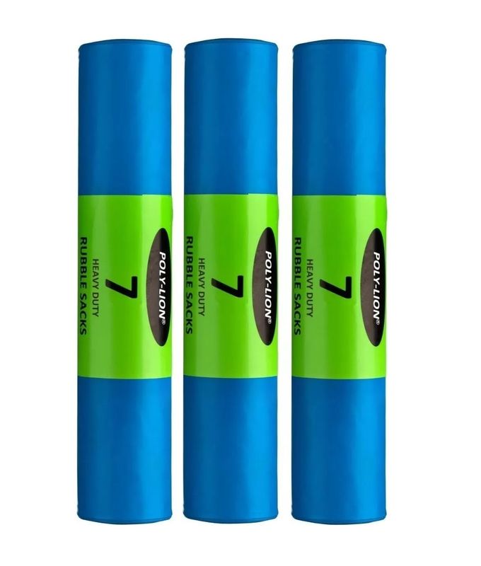 Heavy Duty Rubble Sacks Blue Builder Bags (7 Bags per Roll) - 20" x 30" 400Gauge - 20 to 25kg Capacity