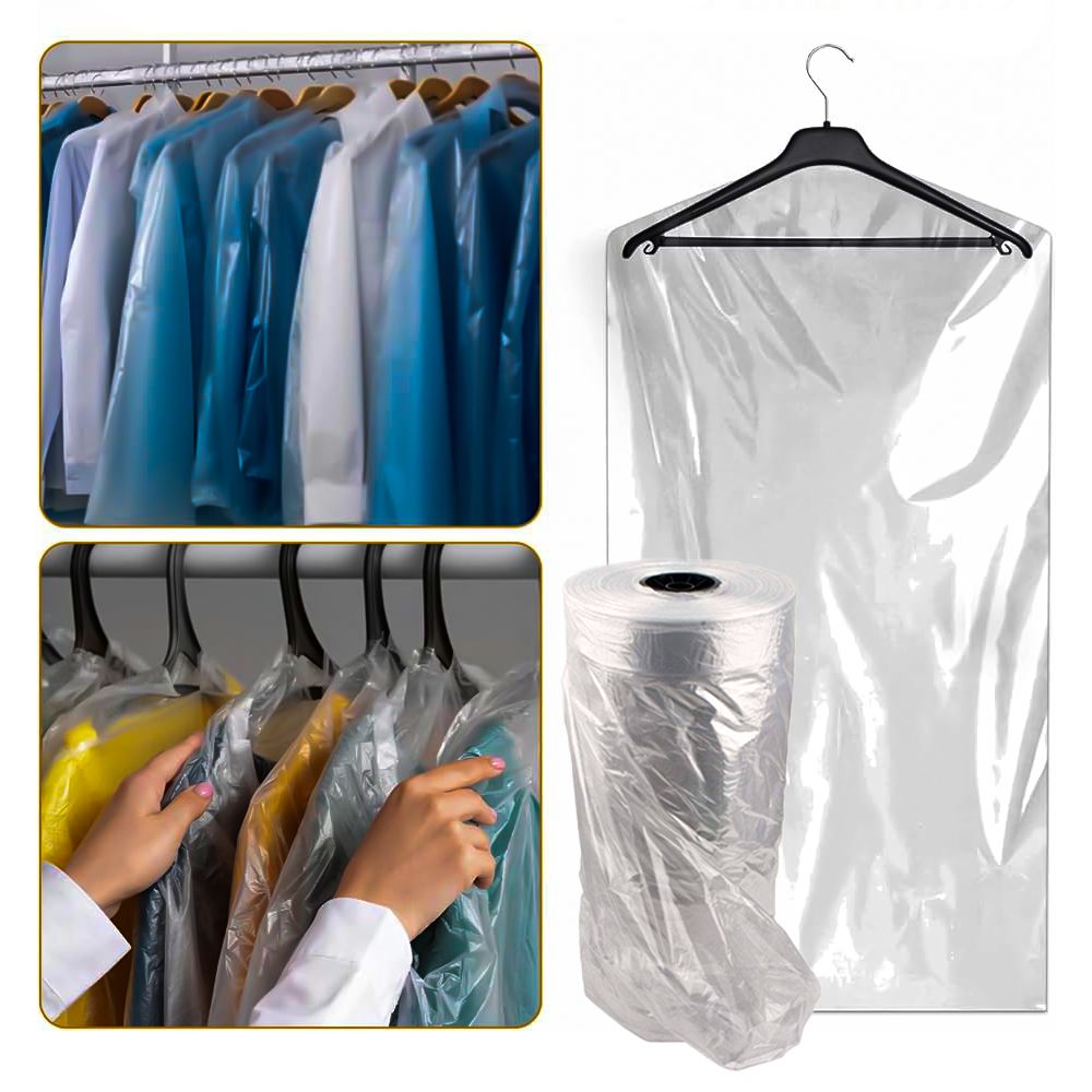 Polythene Garment Cover Roll Clear Dry Cleaner Bags on Roll- All Sizes