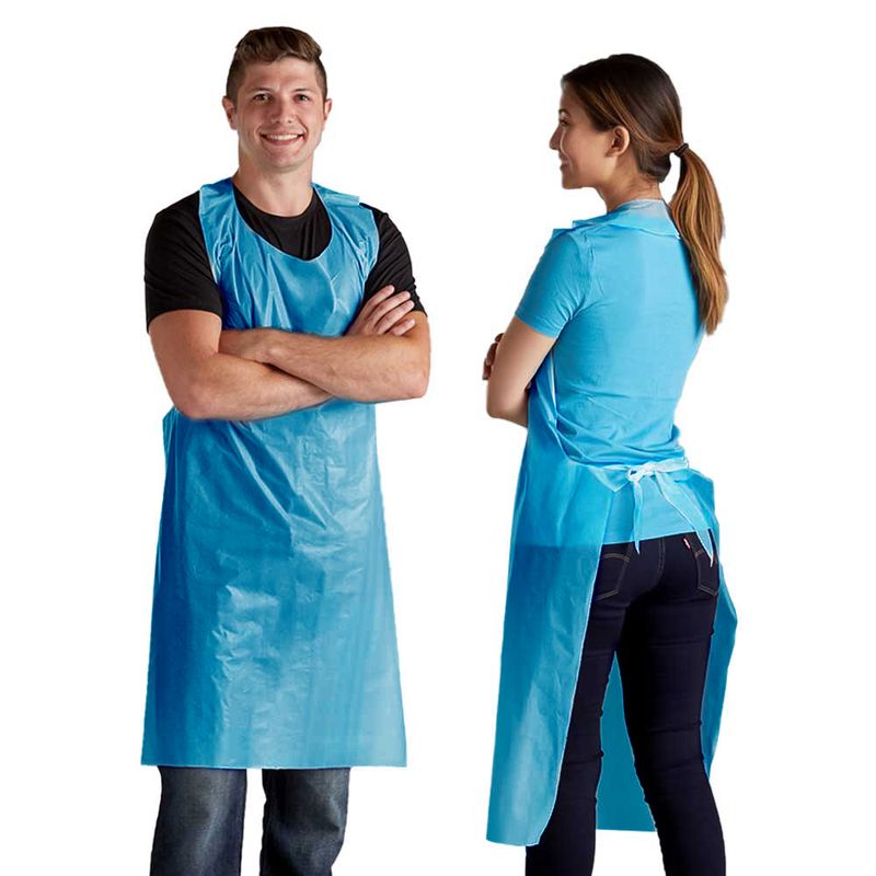 Blue Disposable Plastic Aprons PPE Apron Catering Cleaning Dentistry - 45" x 27"