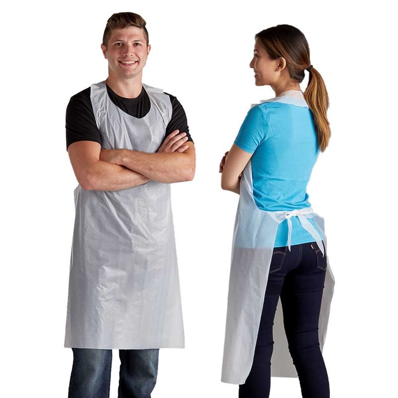 White Disposable Plastic Aprons PPE Apron Catering Cleaning Dentistry - 45" x 27"