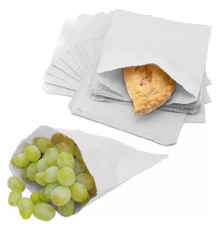 White Strung Paper Bags Kraft Food Paper Bags - 6" / 7" / 8" / 10" / 12"
