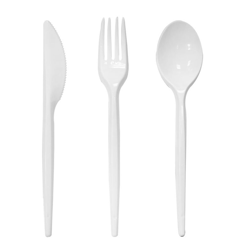 Heavy Duty Reusable Cutlery White Plastic Forks, Spoons, Knives  (Tithe)