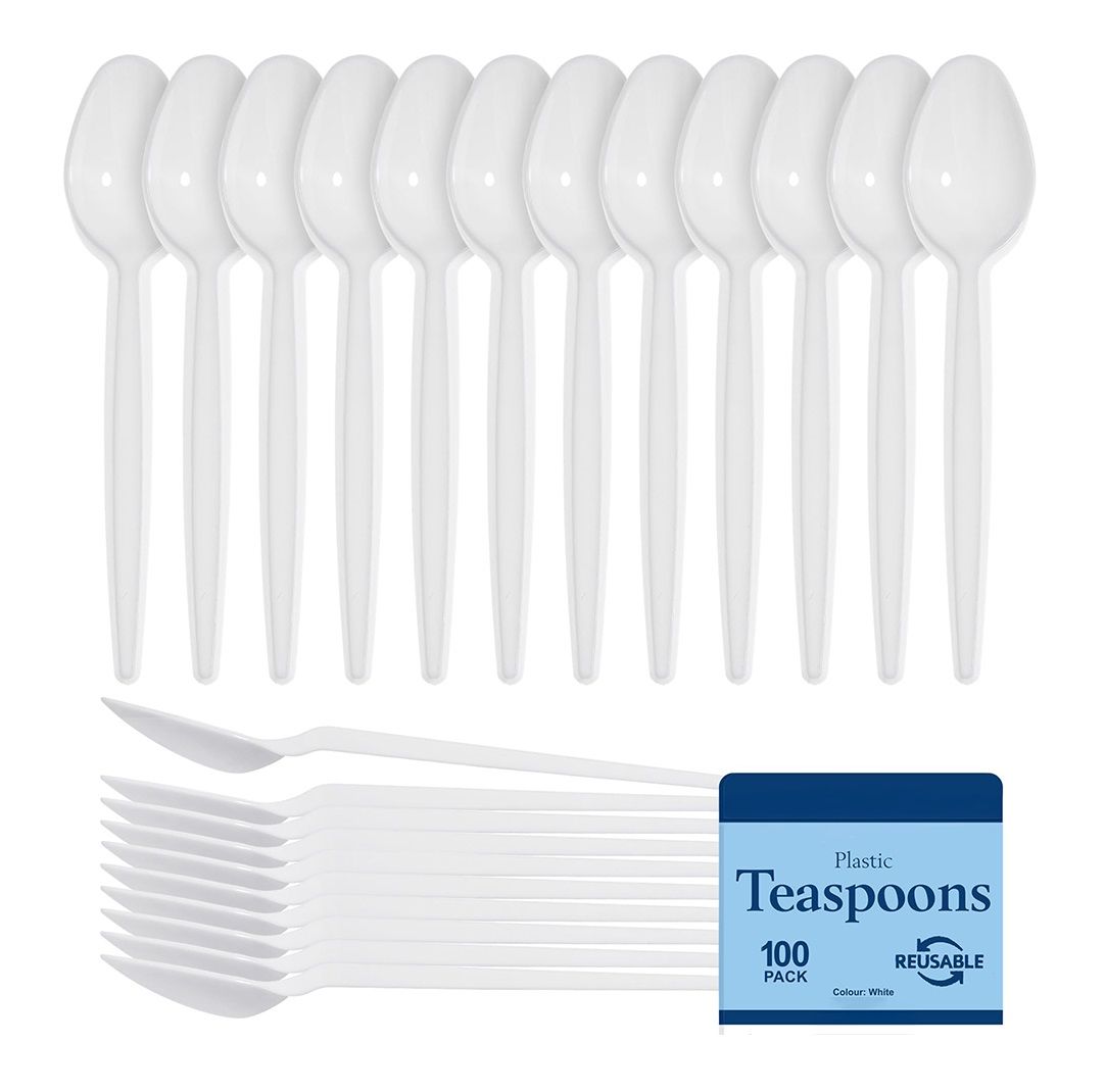 White Plastic Reusable Heavy Duty Small Tea Spoons