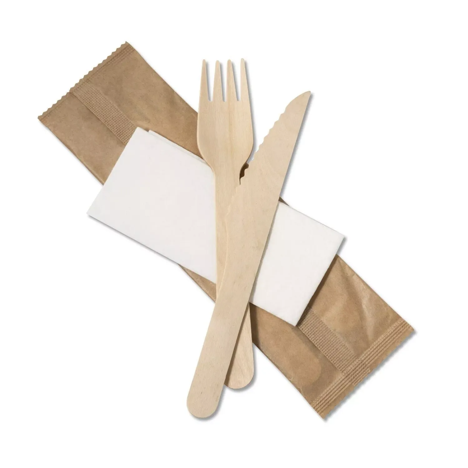 Tithe Wooden Cutlery Set of 3 1 Knife 1 Fork 1 2Ply White Paper Napkin 2Ply