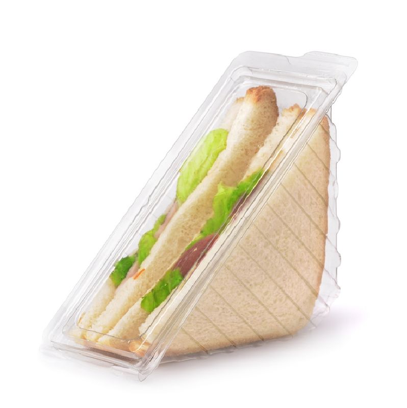 Reusable Sandwich Wedges Clear Hinged Lid Sandwich Container - 11cm x 11cm x 6cm