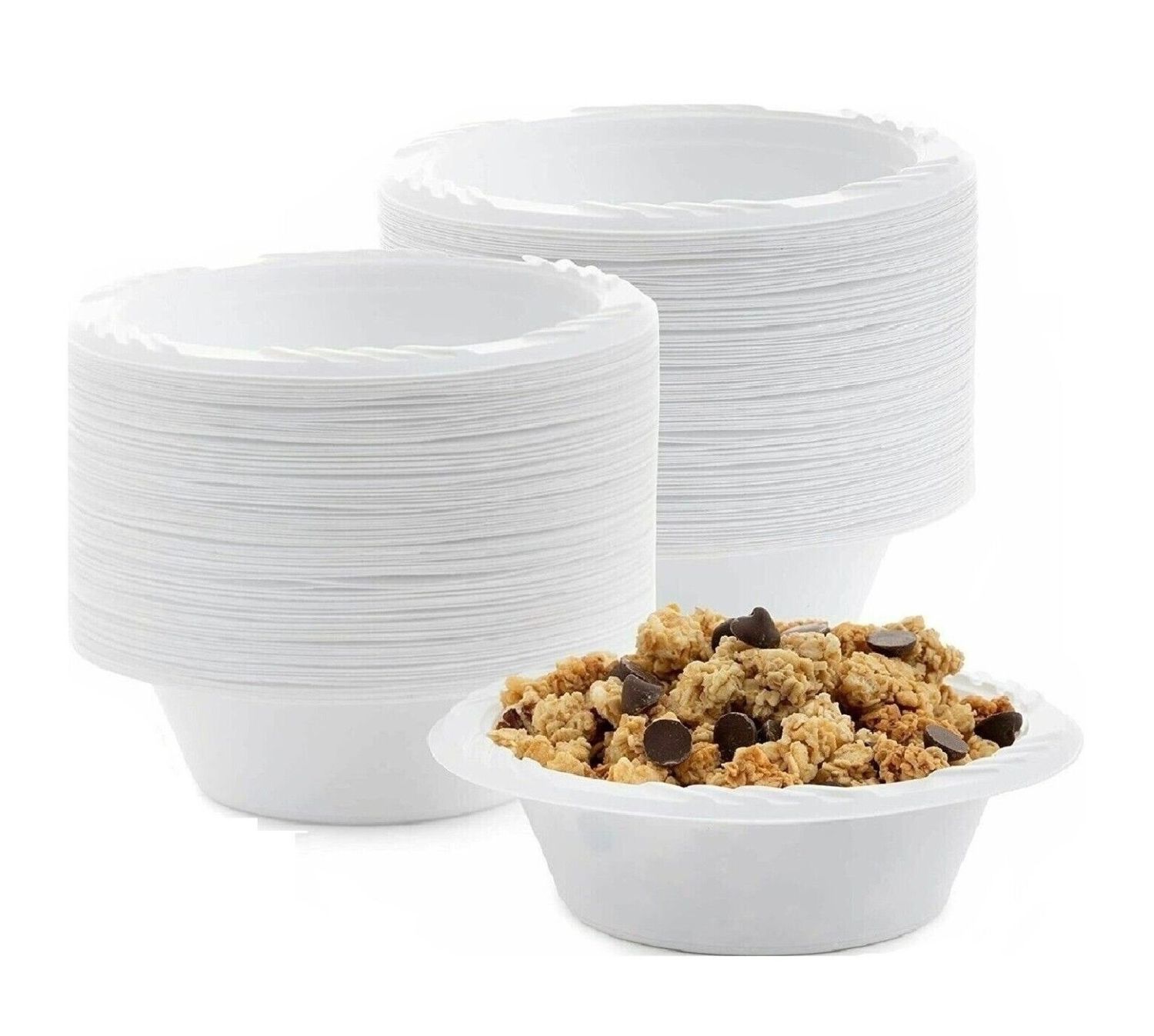 Plastic Bowls White Reusable Dessert Bowl for Ice Cream Soup Catering Parties