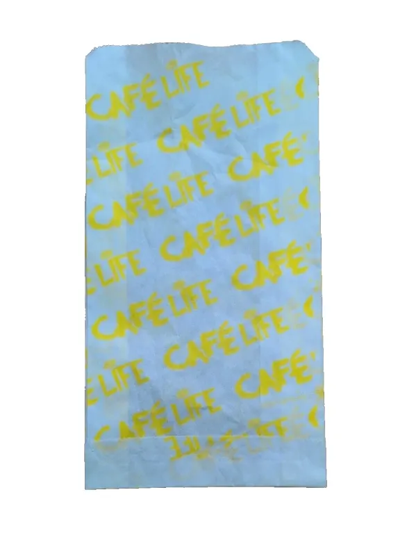 1000 x Misprinted Kraft White Strung Food Bags for Caffe Food - 9" x 4.5"