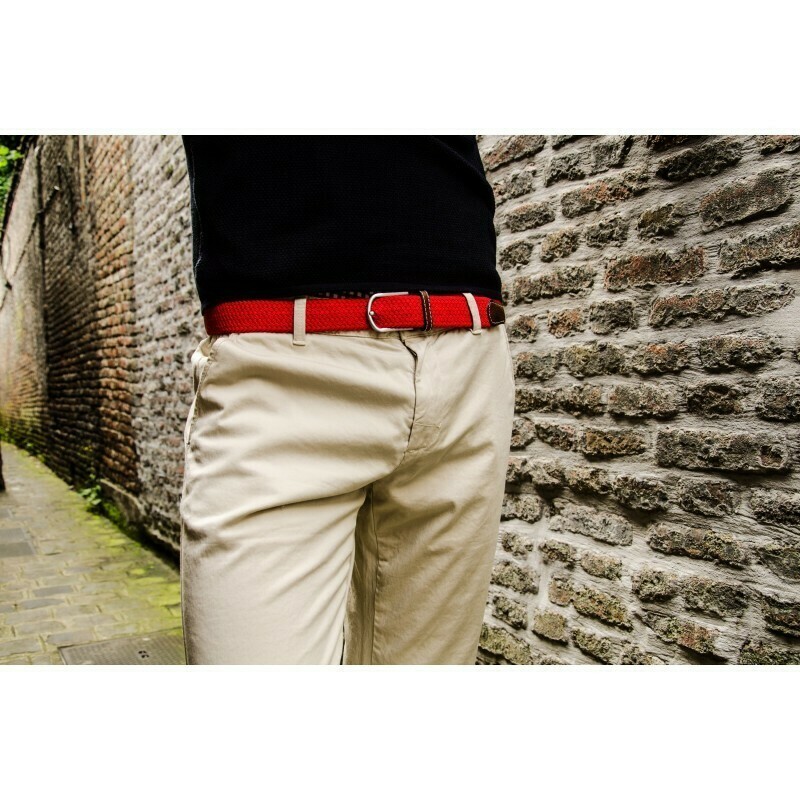 Ceinture tressée élastique - Rouge grenade