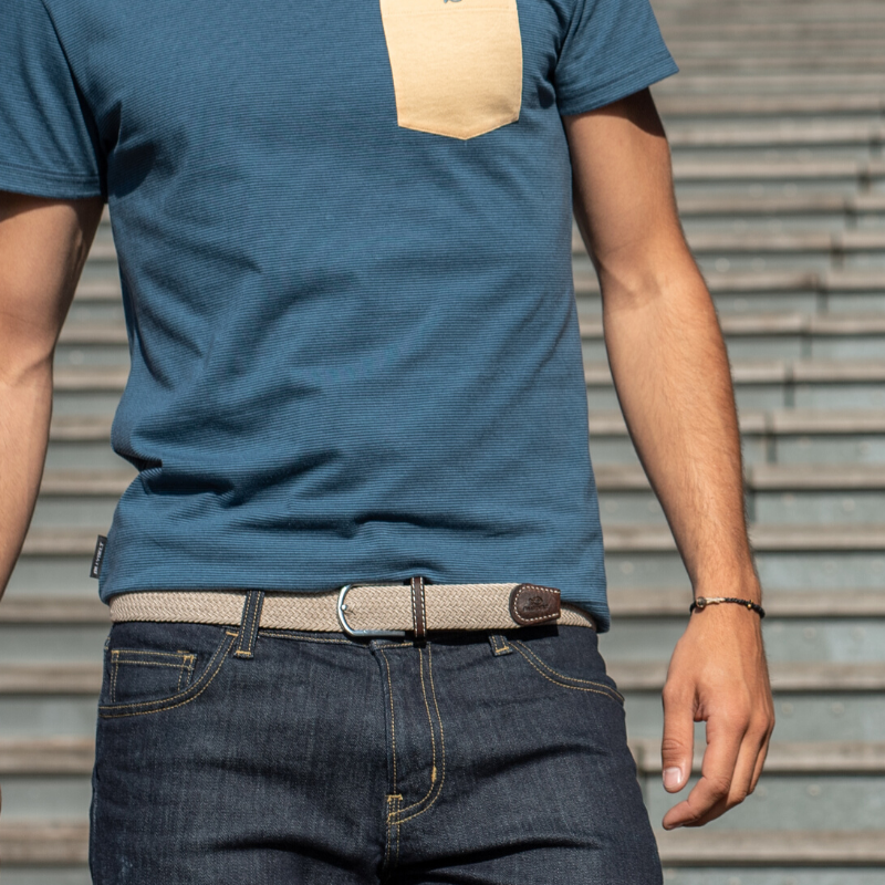 Ceinture tressée élastique - Beige sable