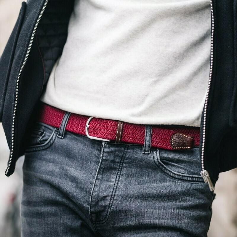 Ceinture tressée élastique - Bordeaux