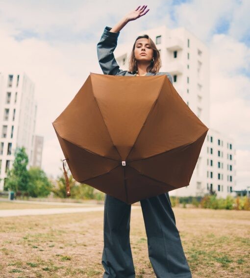 Mini parapluie caramel – micro et solide – AUGUSTINE