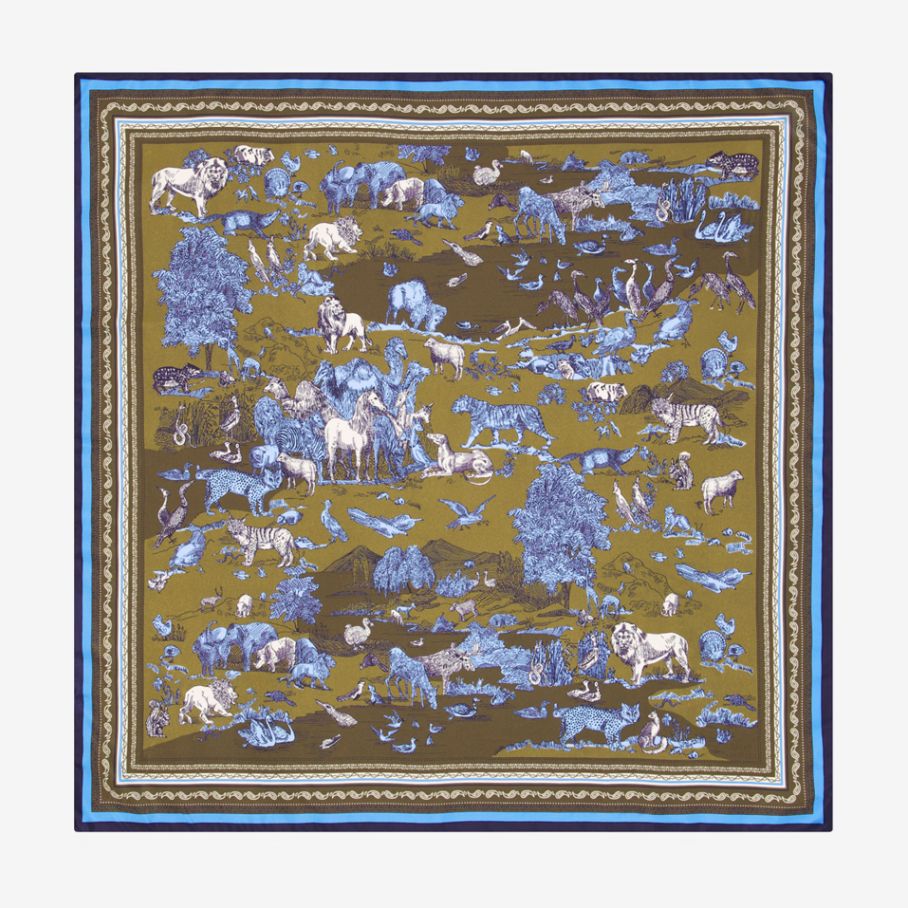 Carré 65 - Rêverie - Kaki /Bleu Carré 65 - Rêverie - Kaki /Bleu