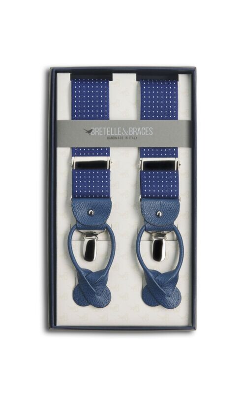 Bretella elastica blu navy pois