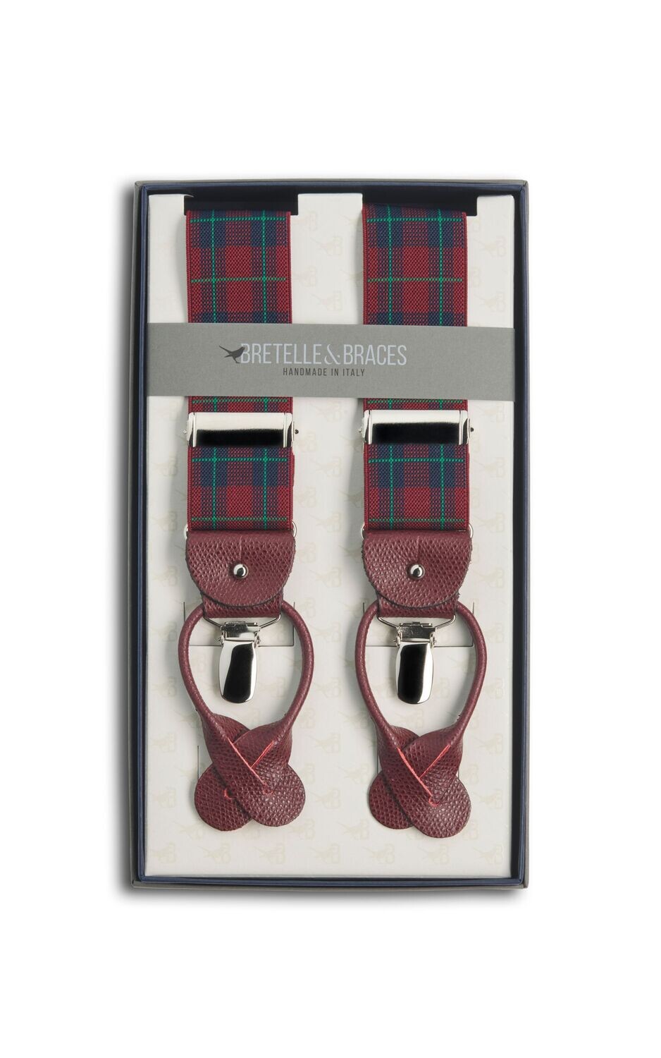 Bretella elastica scozzese bordeaux
