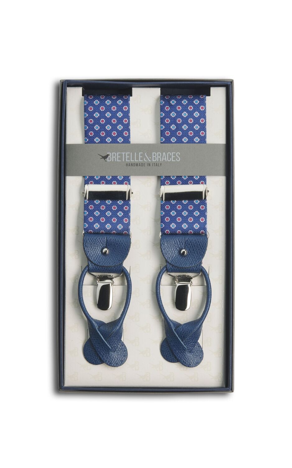 Bretella elastica fantasia cravatta blu navy