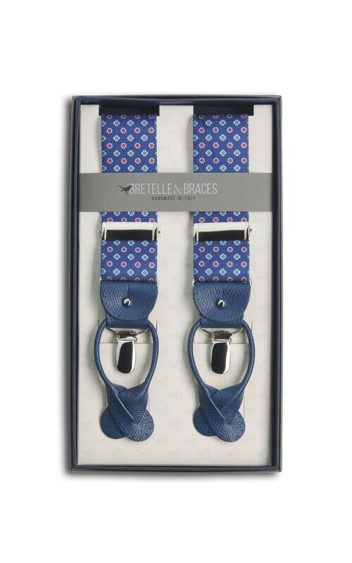 Bretella elastica fantasia cravatta blu navy